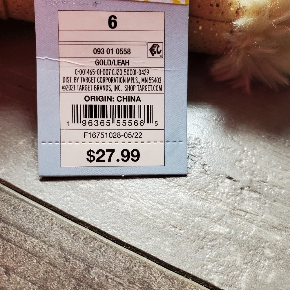 NWT Cat & Jack Girls Gold Tan Glitter Leah Faux Fur Boots Size 6